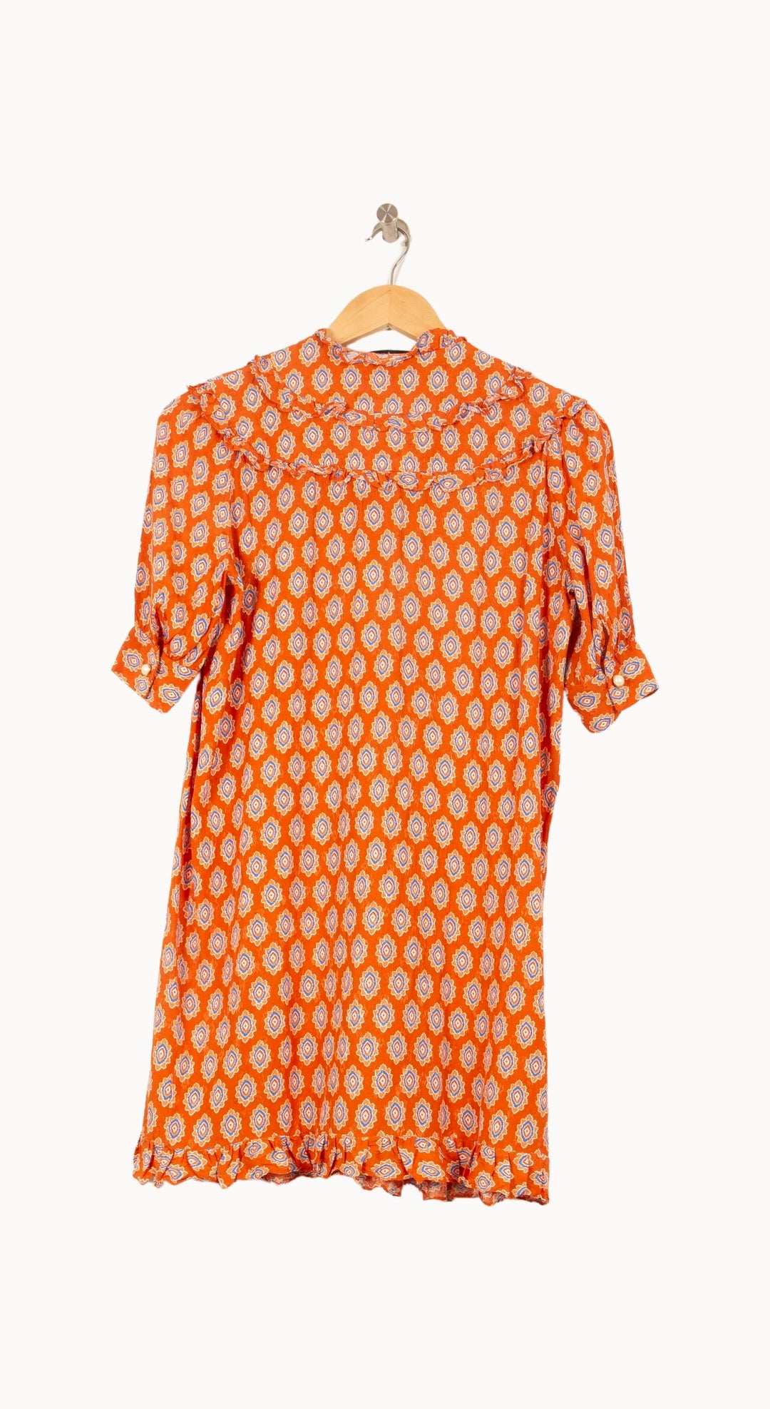 Robe Courte Orange et Blanche - Taille S/36 de la marque Sandro | PARAD60989 - Vendu par Paradigme - Image 4