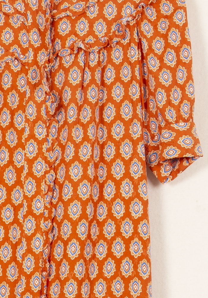 Robe Courte Orange et Blanche - Taille S/36 de la marque Sandro | PARAD60989 - Vendu par Paradigme - Image 3