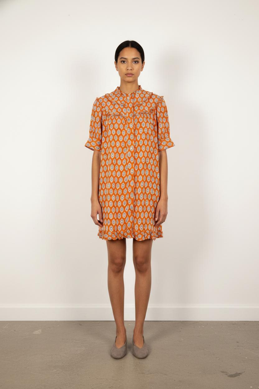 Robe Courte Orange et Blanche - Taille S/36