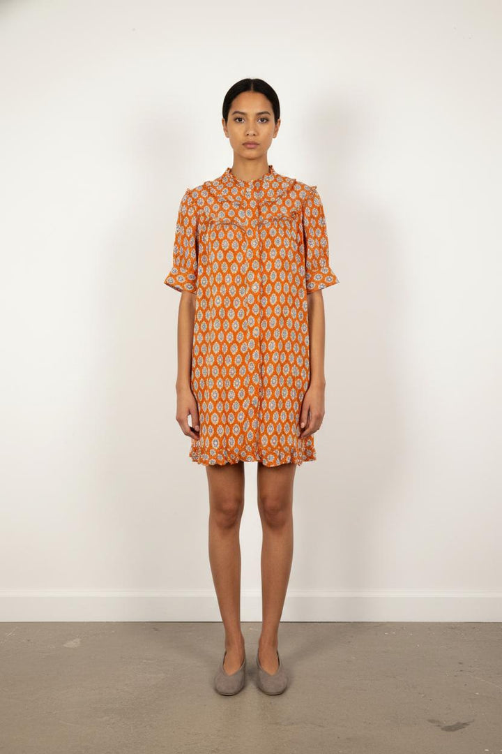 Robe Courte Orange et Blanche - Taille S/36