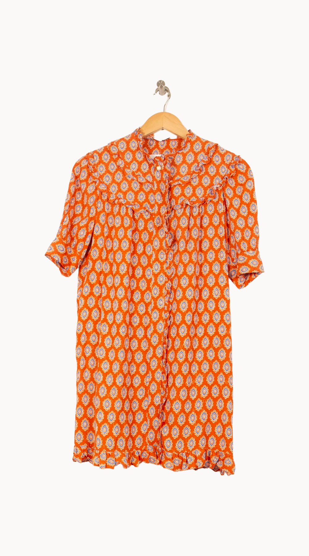 Robe Courte Orange et Blanche - Taille S/36 de la marque Sandro | PARAD60989 - Vendu par Paradigme - Image 2