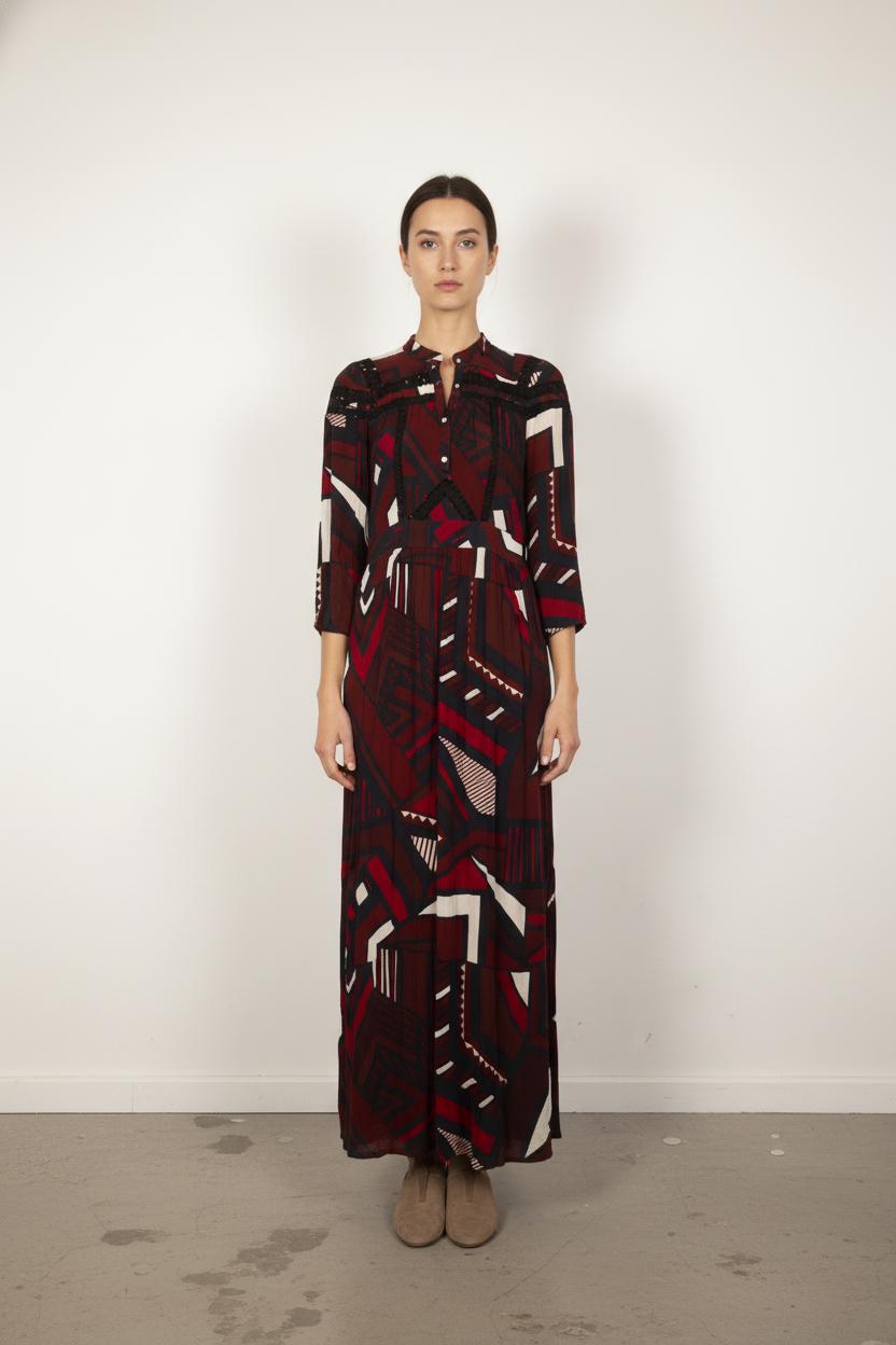 Robe Longue Bordeaux et Noire - Taille S/36