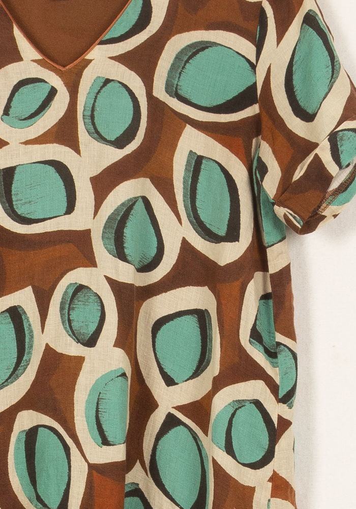 Robe Marron et Vert - Taille S/36 de la marque La Fée Maraboutée | PARAD61000 - Vendu par Paradigme - Image 3
