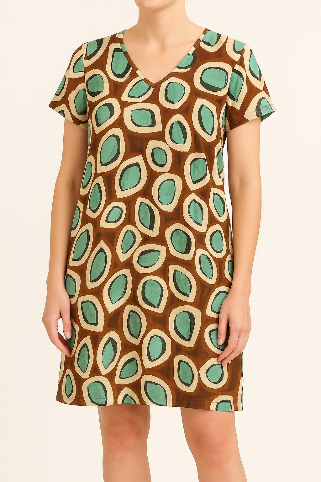 Robe Marron et Vert - Taille S/36 de la marque La Fée Maraboutée | PARAD61000 - Vendu par Paradigme - Image 1