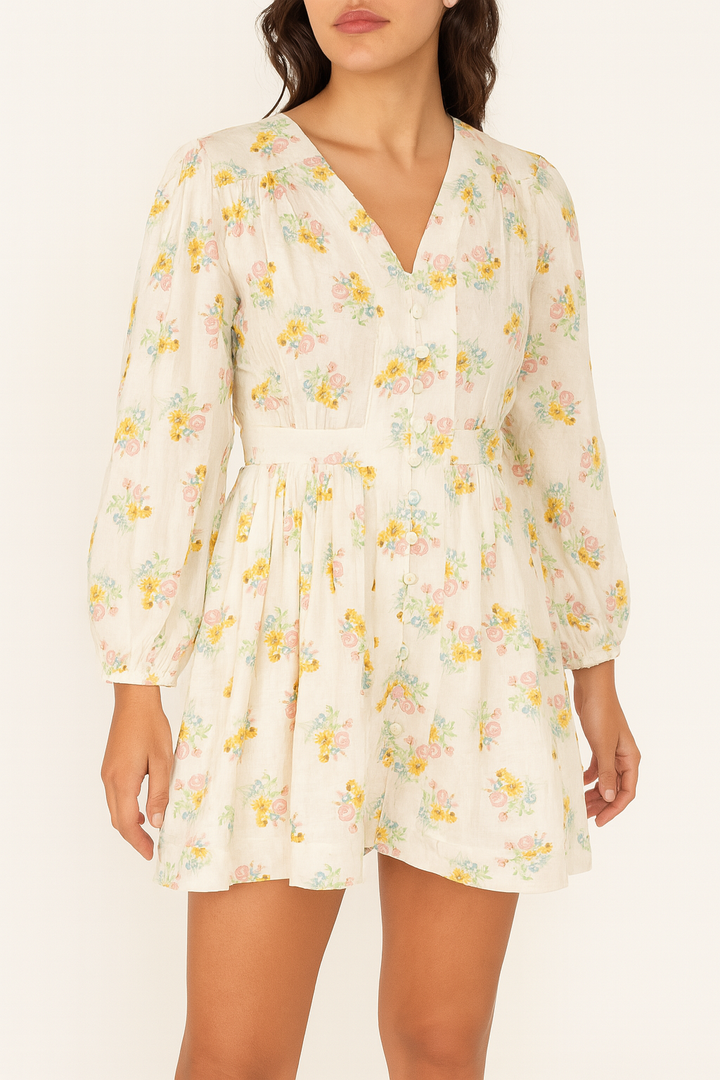 Robe Courte Blanche et Multicolore - Taille S/36