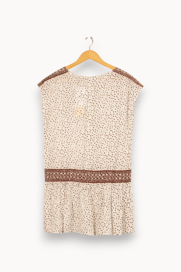 Robe Courte Blanche et Marron - Taille S/36 de la marque Bérénice | PARAD61032 - Vendu par Paradigme - Image 3