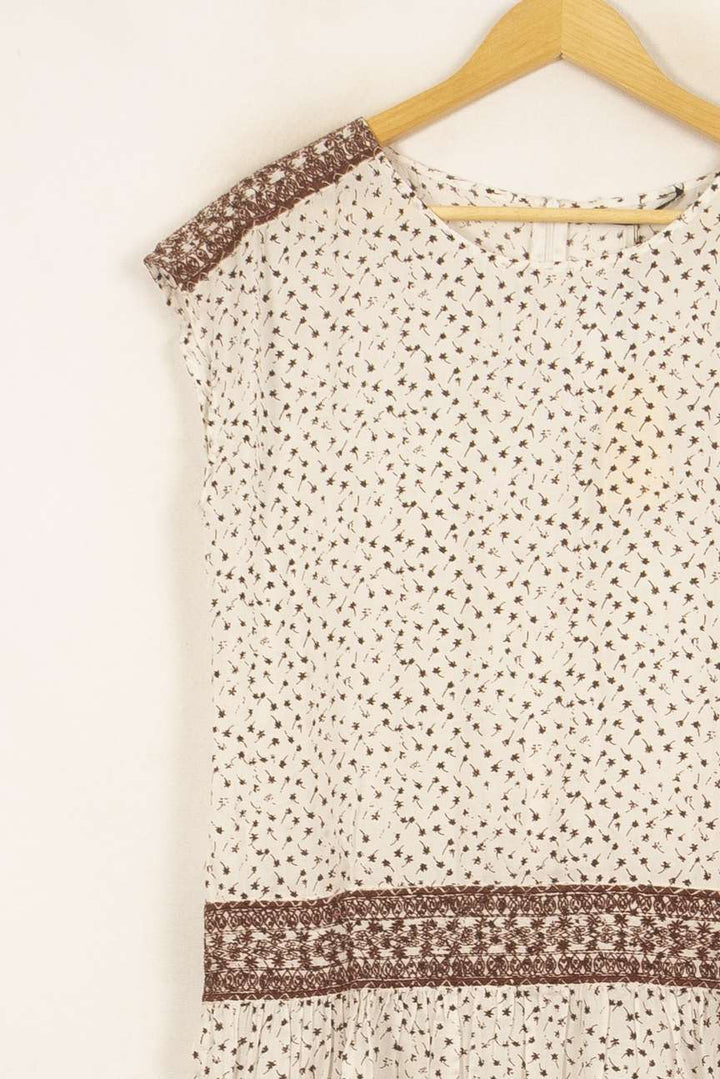 Robe Courte Blanche et Marron - Taille S/36 de la marque Bérénice | PARAD61032 - Vendu par Paradigme - Image 2
