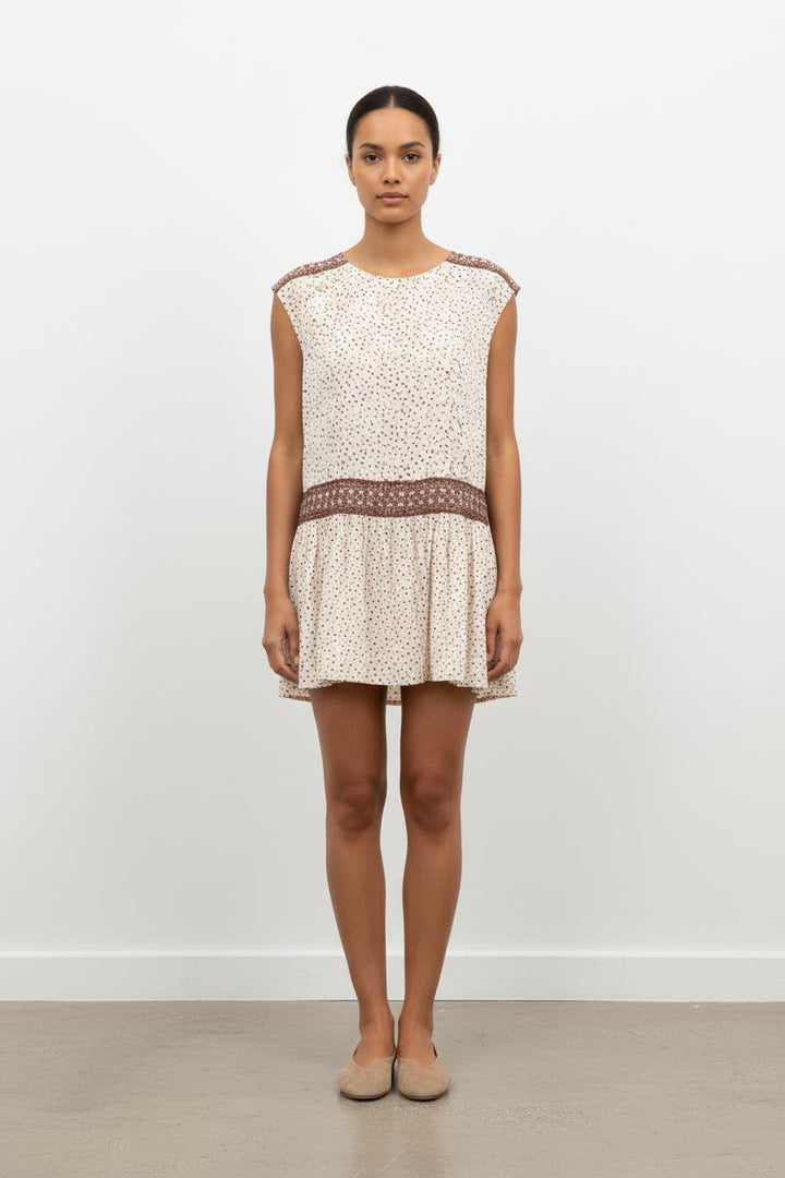 Robe Courte Blanche et Marron - Taille S/36