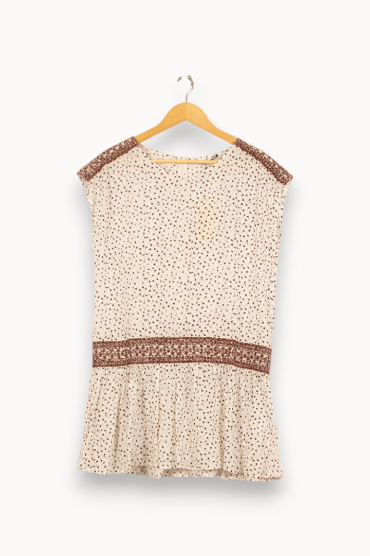 Robe Courte Blanche et Marron - Taille S/36 de la marque Bérénice | PARAD61032 - Vendu par Paradigme - Image 4
