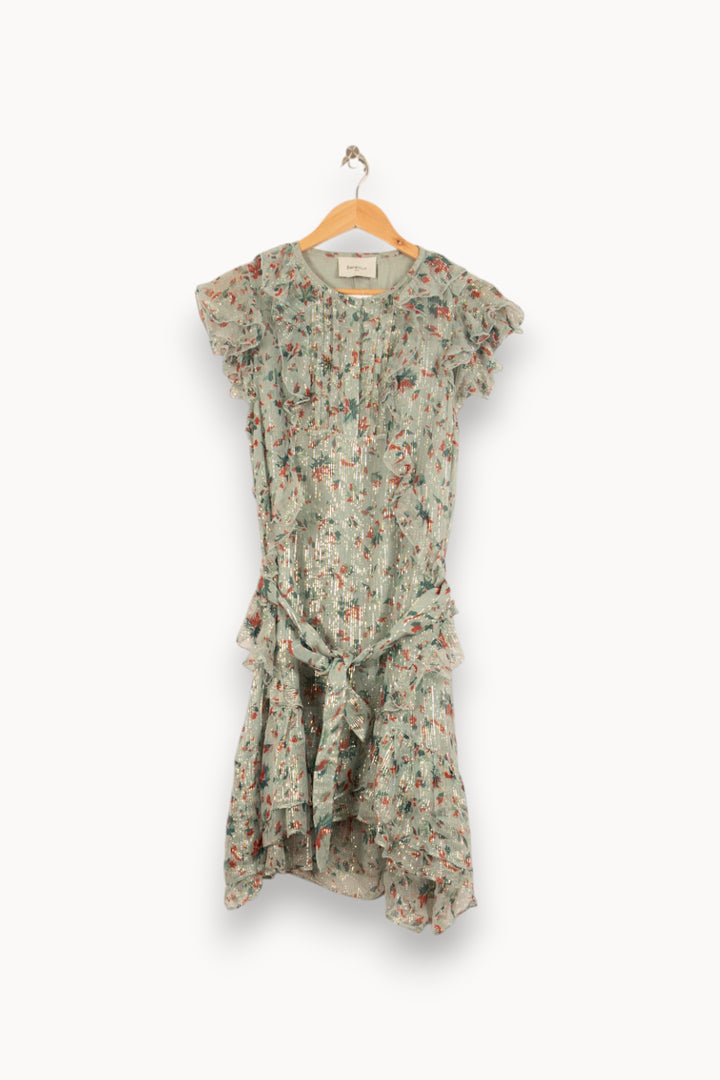 Robe Portefeuille Verte à Fleurs Marron - Taille M/38 de la marque Bérénice | PARAD61044 - Vendu par Paradigme - Image 4