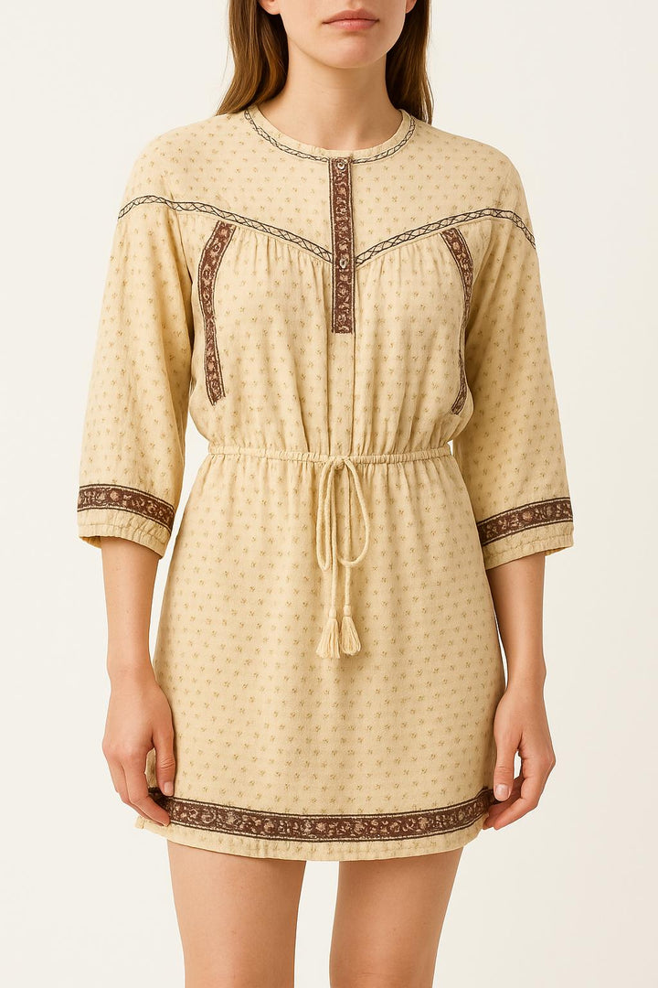 Robe Courte Beige et Marron - Taille M/38 de la marque Bérénice | PARAD61055 - Vendu par Paradigme - Image 1