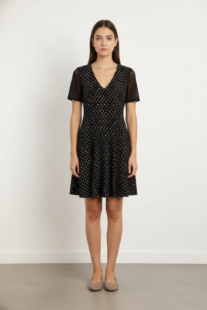 Robe Patineuse Noire à Pois Blancs - Taille S/36