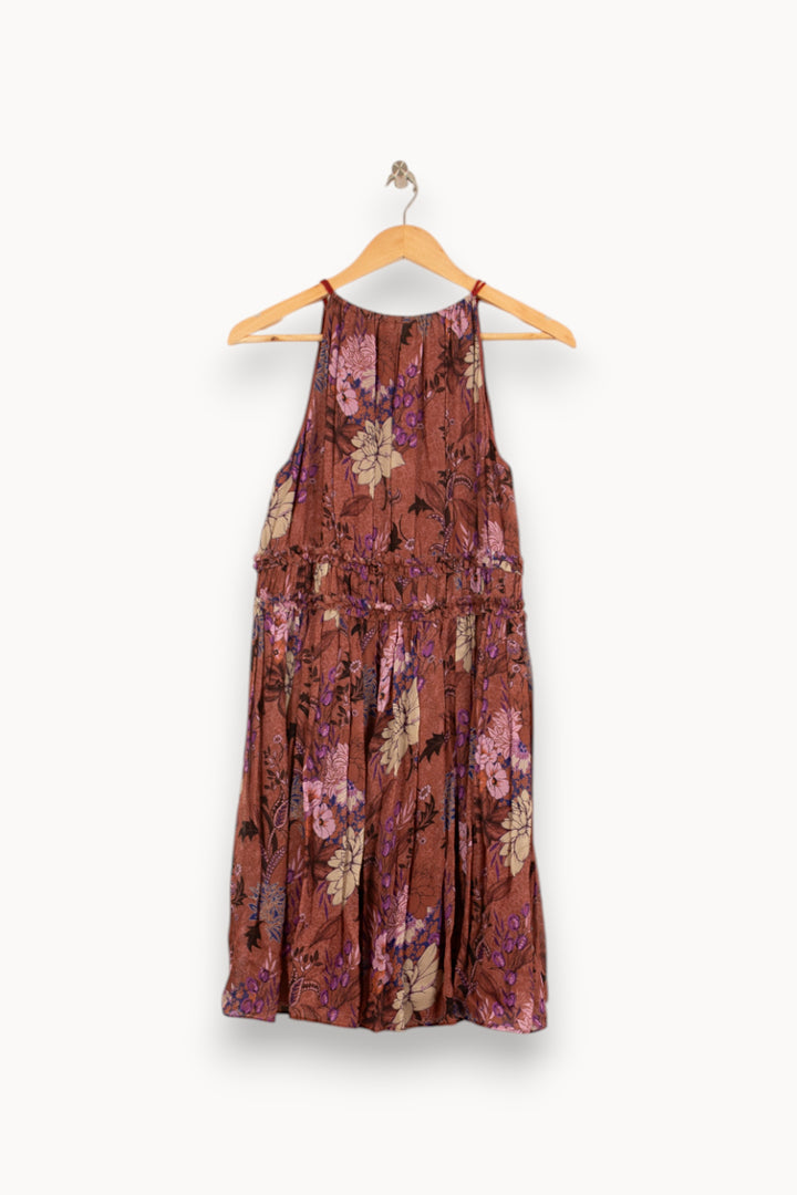 Robe Fleurie Marron et Violet - Taille S/36 de la marque Bérénice | PARAD61067 - Vendu par Paradigme - Image 4