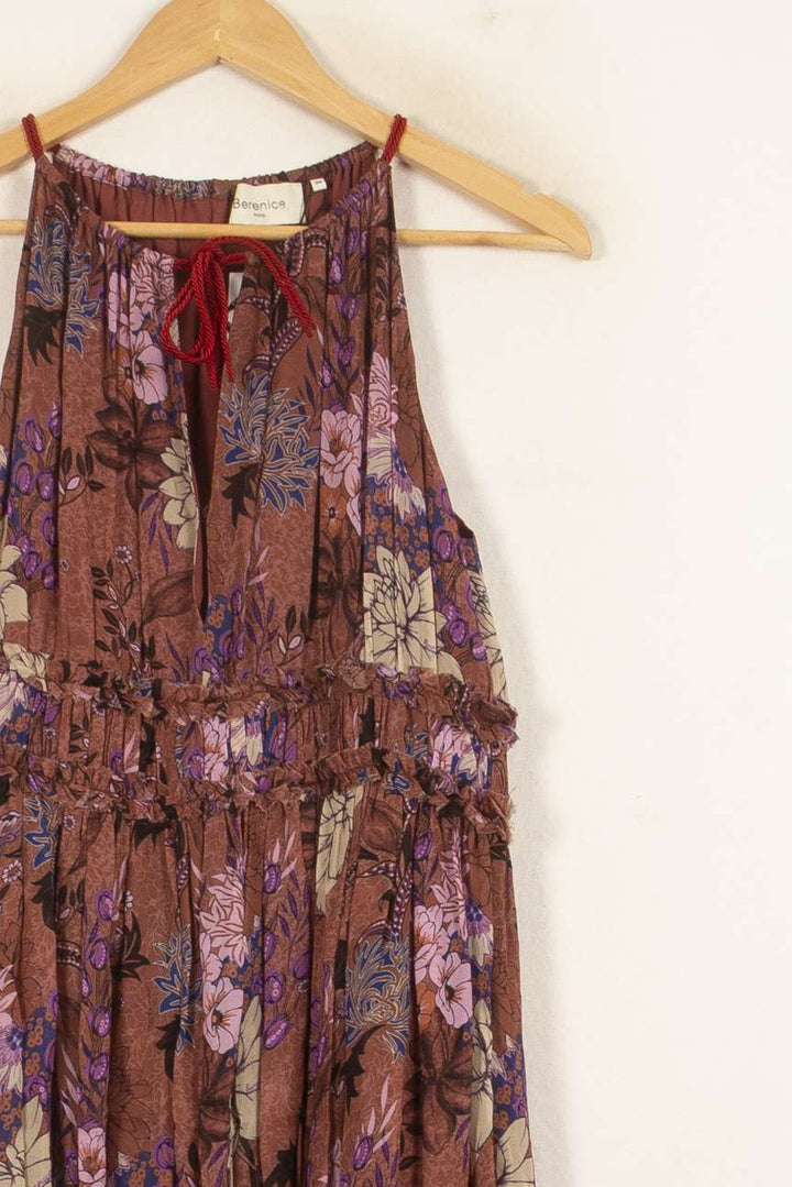 Robe Fleurie Marron et Violet - Taille S/36 de la marque Bérénice | PARAD61067 - Vendu par Paradigme - Image 3