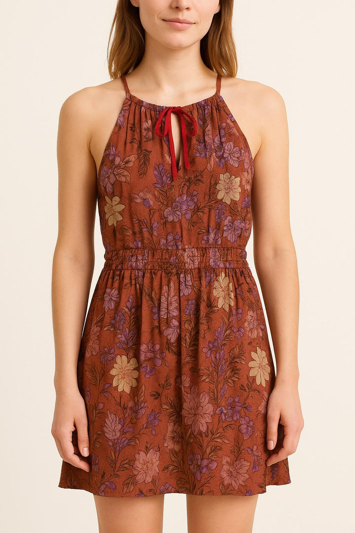 Robe Fleurie Marron et Violet - Taille S/36 de la marque Bérénice | PARAD61067 - Vendu par Paradigme - Image 1