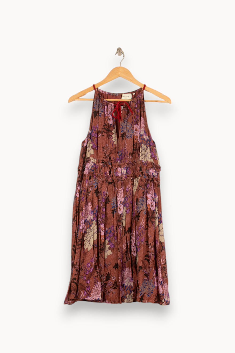 Robe Fleurie Marron et Violet - Taille S/36 de la marque Bérénice | PARAD61067 - Vendu par Paradigme - Image 2