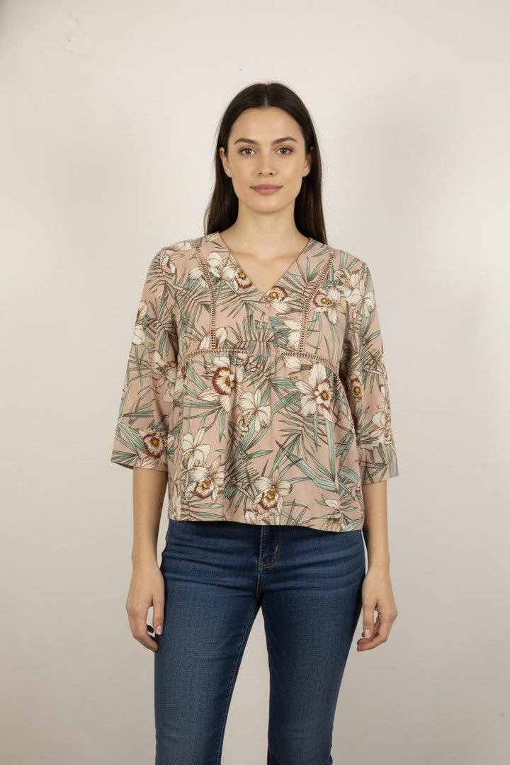 Blouse Rose et Verte - Taille M/38