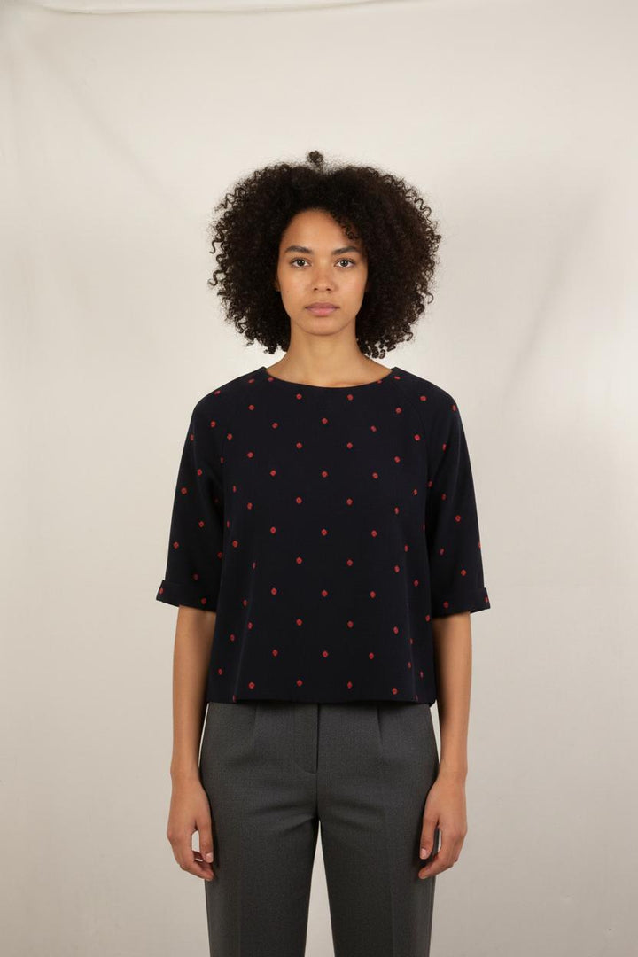 Blouse Bleue et Rouge - Taille M/38