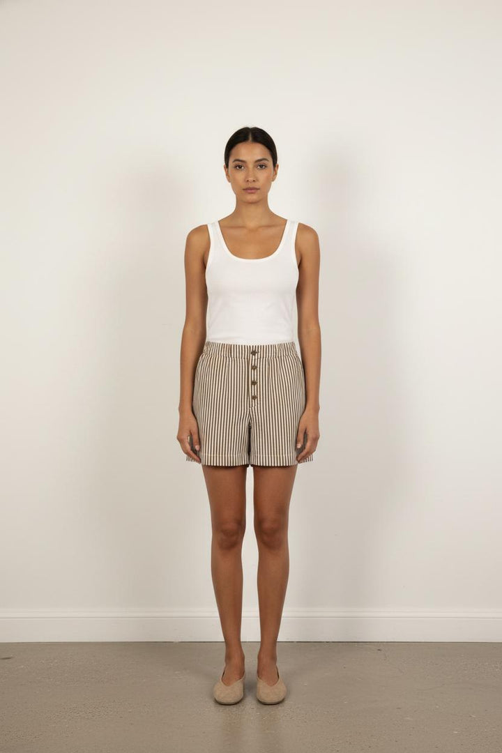 Short Rayé Marron et Blanc - Taille XS/34