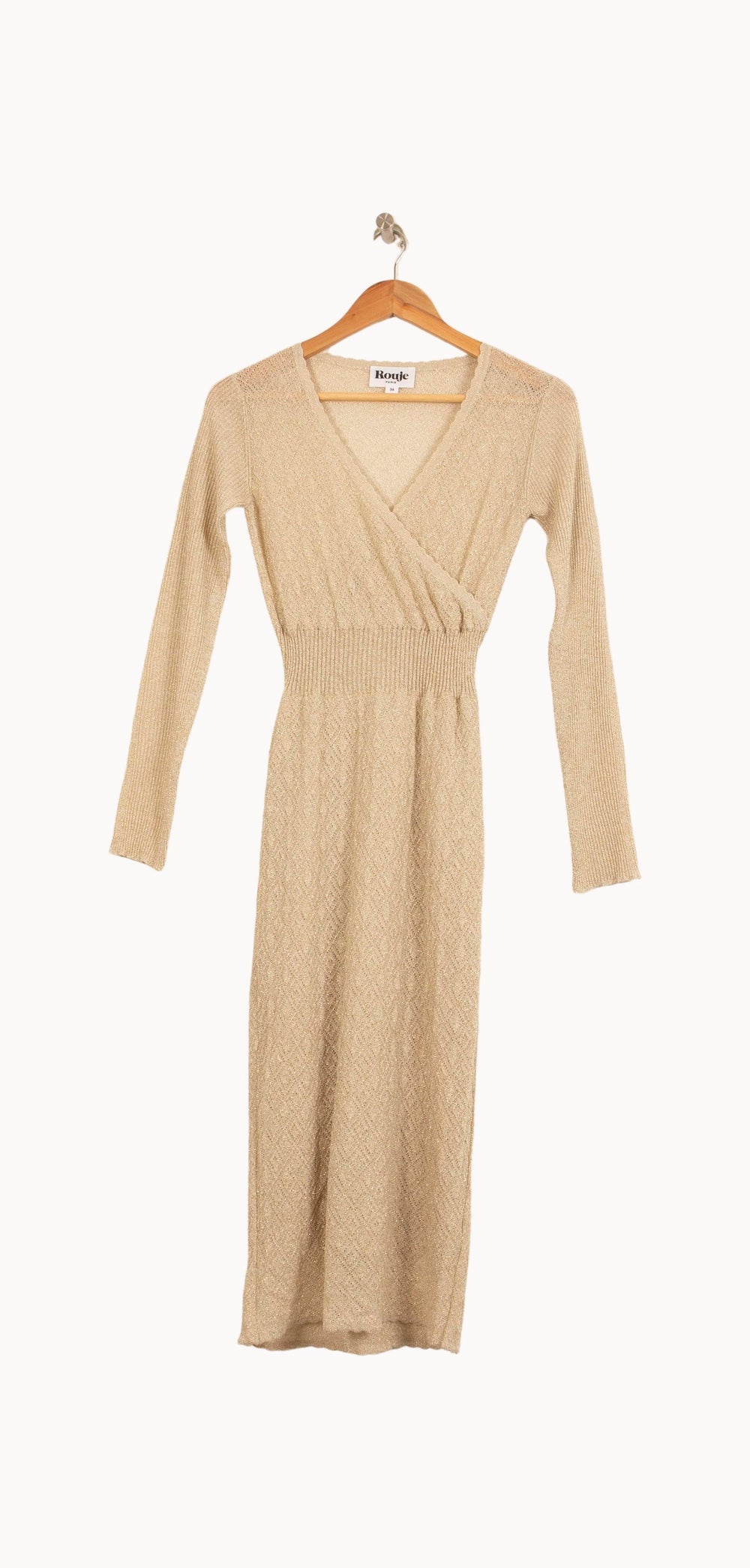 Robe Cache-Cœur Or - Taille XS/34 de la marque Rouje | PARAD61078 - Vendu par Paradigme - Image 2