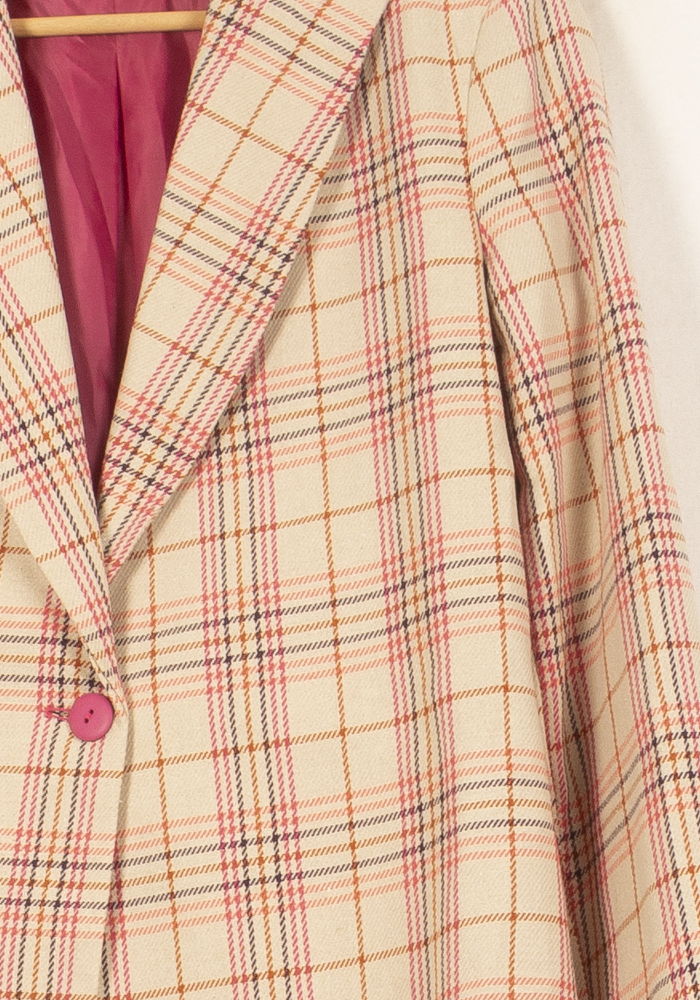 Blazer Beige à Carreaux Roses et Marron - Taille S/36 de la marque Imprevu | PARAD61091 - Vendu par Paradigme - Image 3