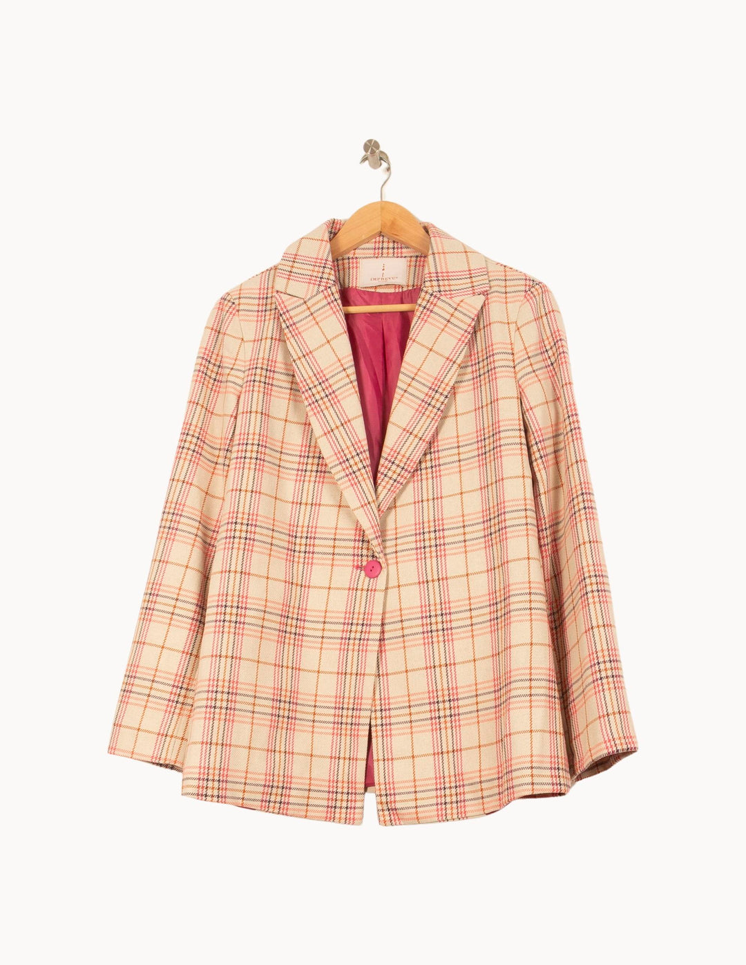 Blazer Beige à Carreaux Roses et Marron - Taille S/36 de la marque Imprevu | PARAD61091 - Vendu par Paradigme - Image 2