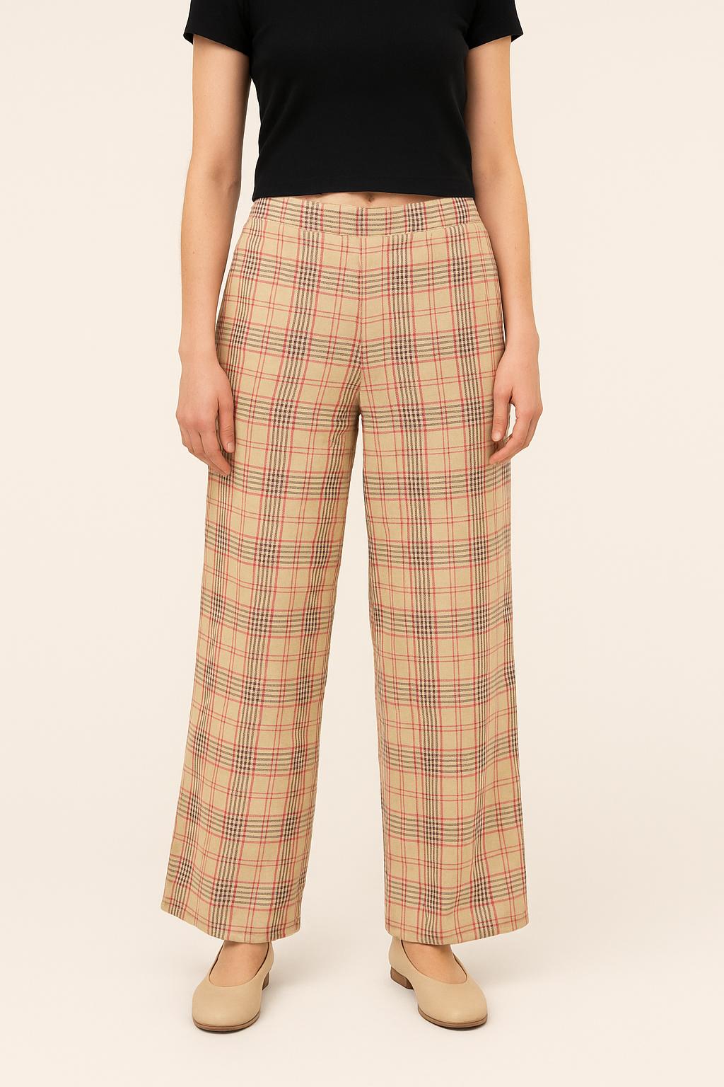 Pantalon À Carreaux Beige et Rose - Taille M/38 de la marque Imprevu | PARAD61092 - Vendu par Paradigme - Image 1