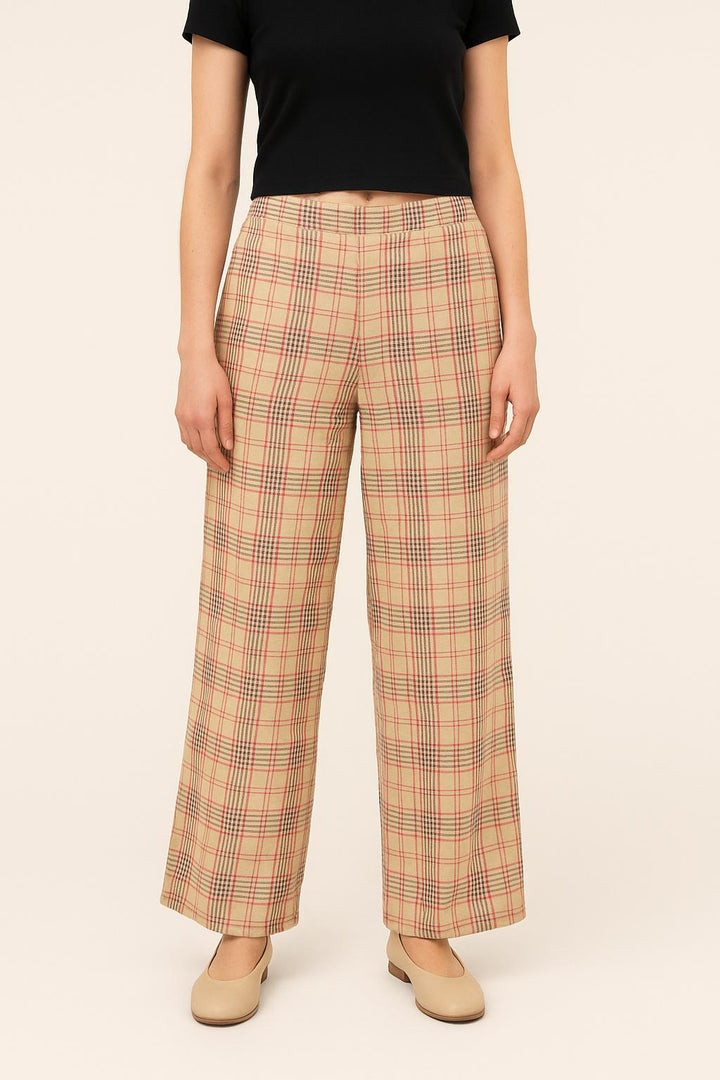 Pantalon À Carreaux Beige et Rose - Taille M/38 de la marque Imprevu | PARAD61092 - Vendu par Paradigme - Image 1