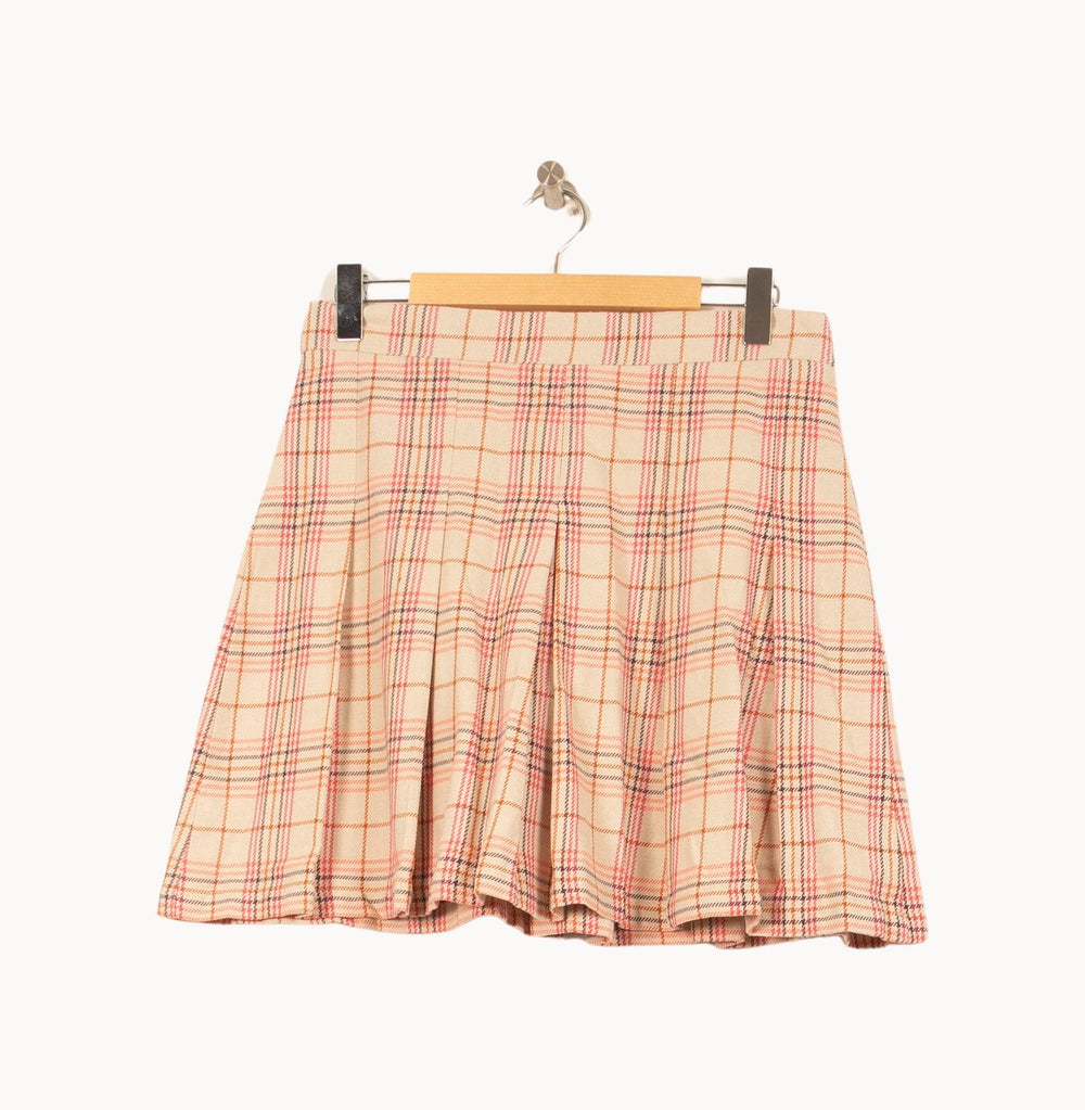 Jupe Courte Beige à Carreaux Roses - Taille L/40 de la marque Imprevu | PARAD61093 - Vendu par Paradigme - Image 2