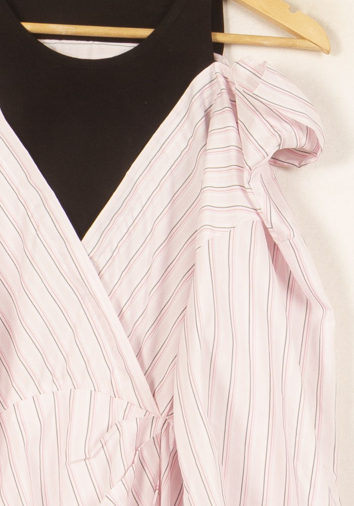 Robe Courte Rose à Rayures - Taille L/40 de la marque Maje | PARAD61095 - Vendu par Paradigme - Image 3