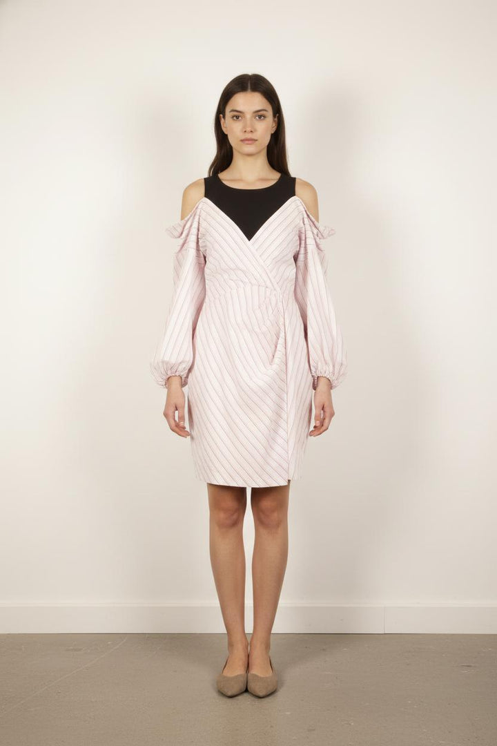 Robe Courte Rose à Rayures - Taille L/40