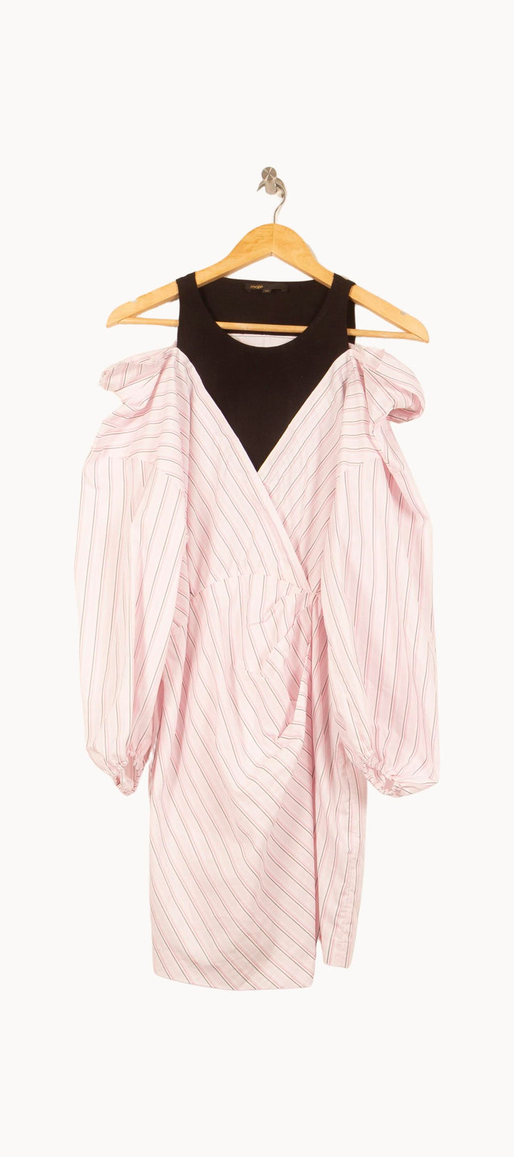 Robe Courte Rose à Rayures - Taille L/40 de la marque Maje | PARAD61095 - Vendu par Paradigme - Image 2