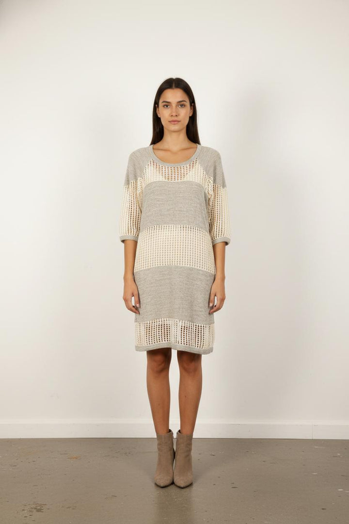 Robe Midi Grise et Écrue - Taille M/38
