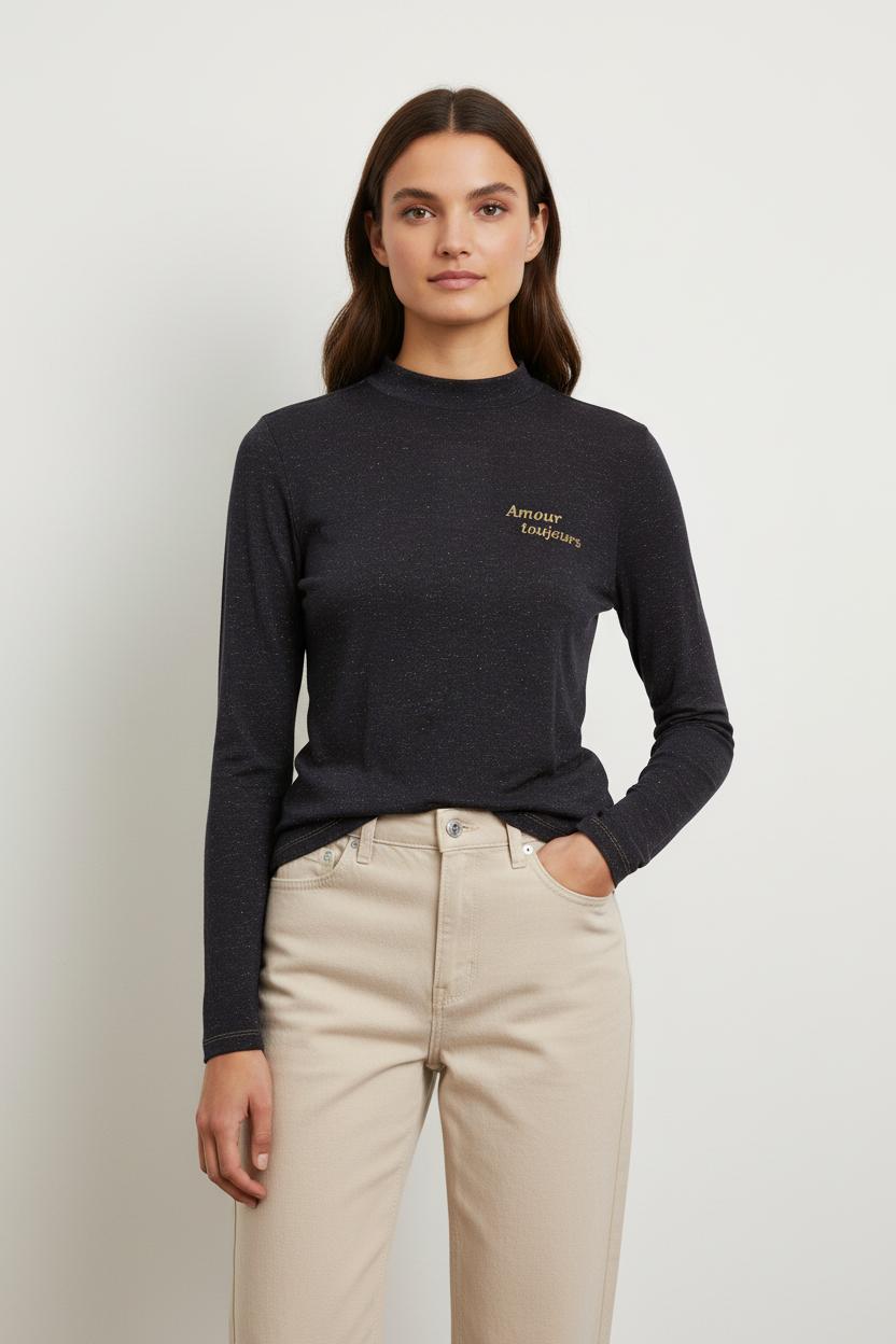 Tee-shirt Manches Longues Bleu Foncé - Taille S/36