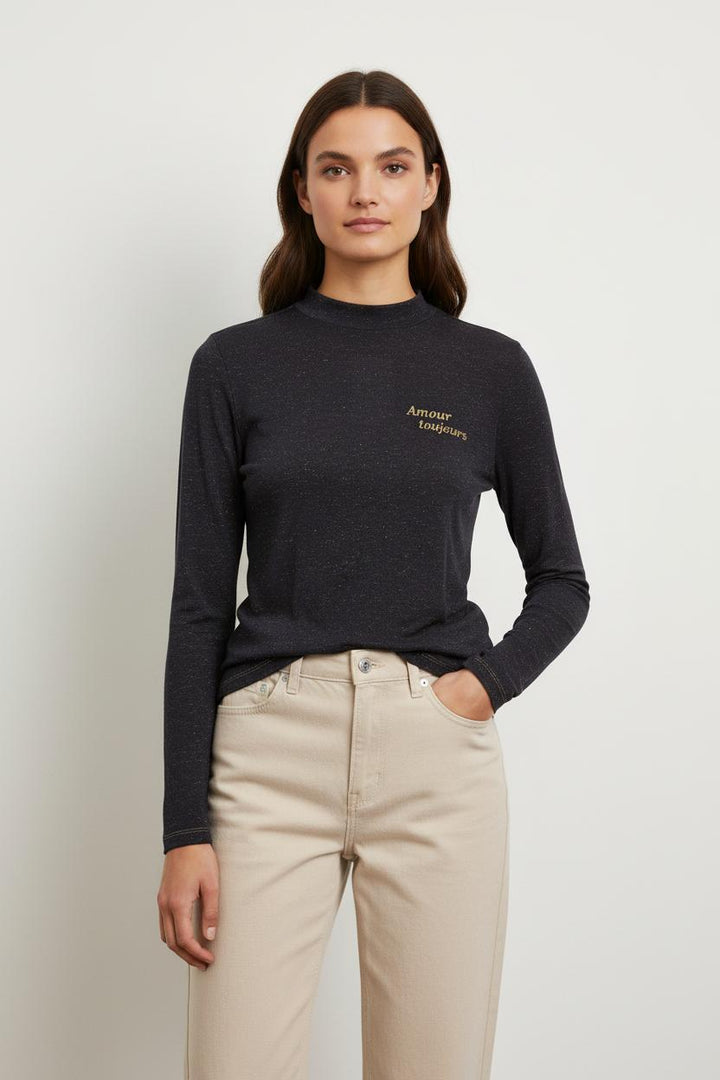 Tee-shirt Manches Longues Bleu Foncé - Taille S/36