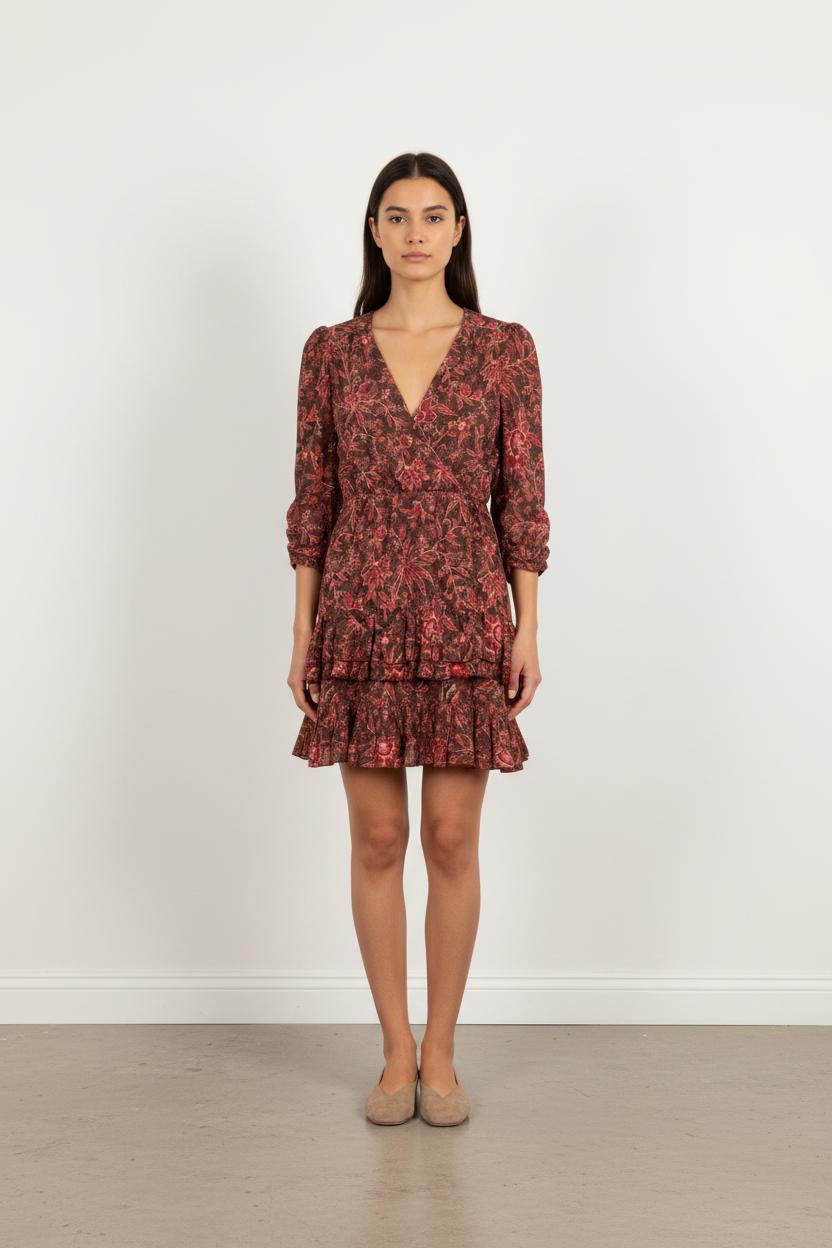 Robe Portefeuille Bordeaux et Rouge - Taille S/36