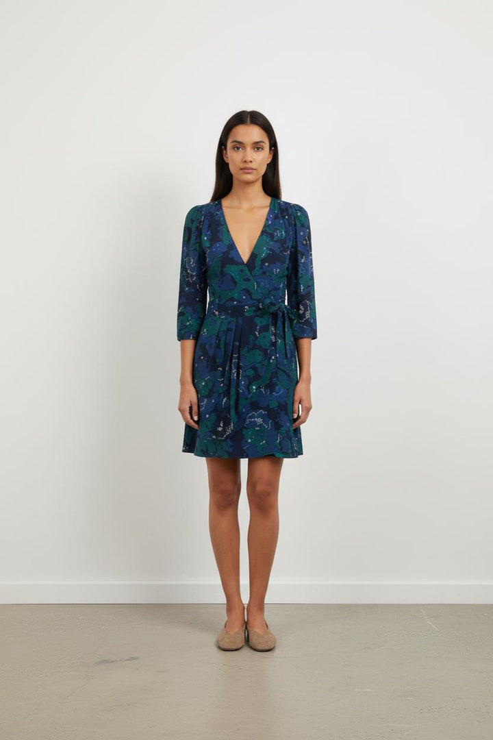 Robe Portefeuille Bleu et Vert - Taille S/36