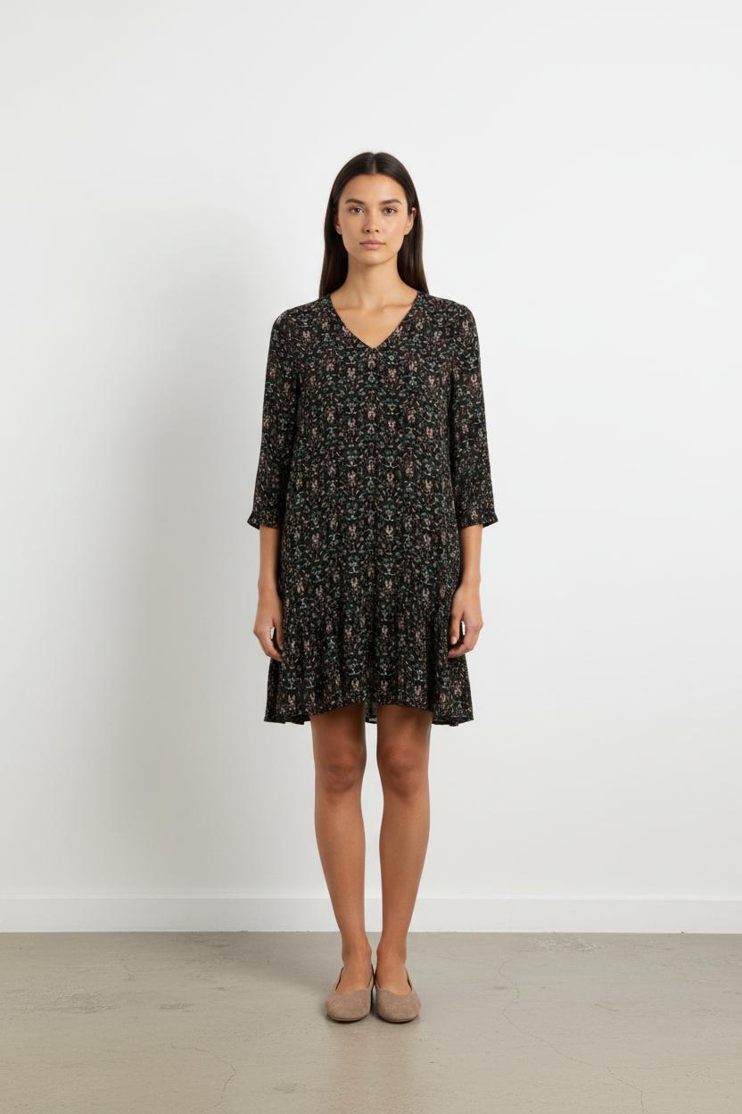 Robe Fleurie Noire - Taille S/36