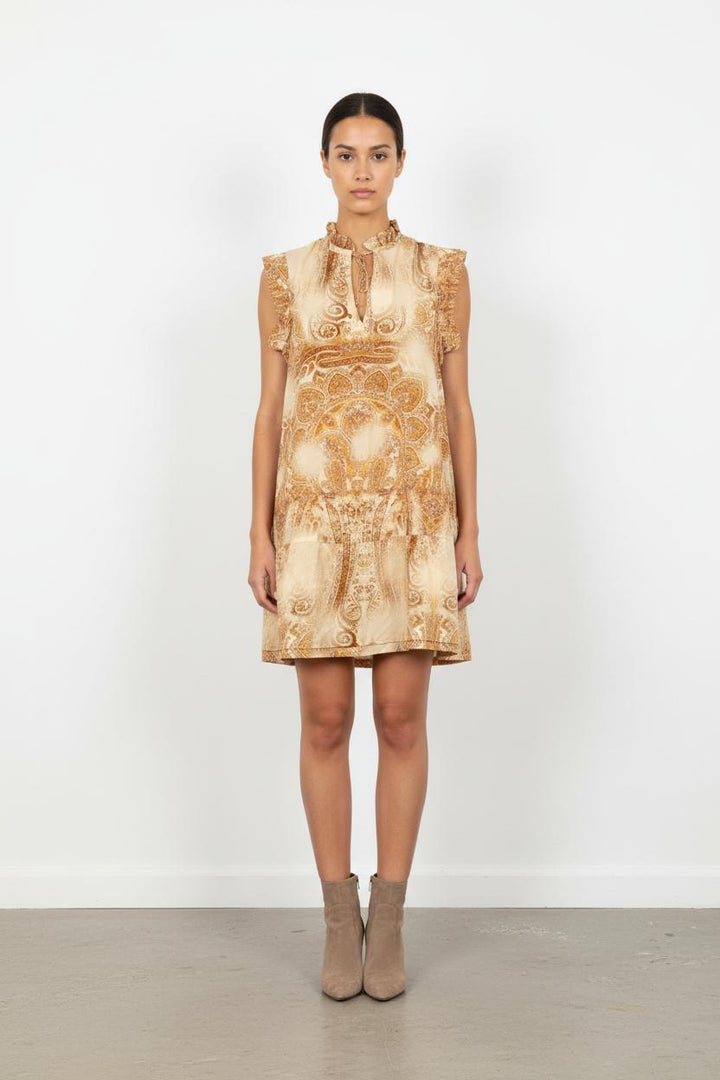 Robe Courte Beige et Marron - Taille S/36