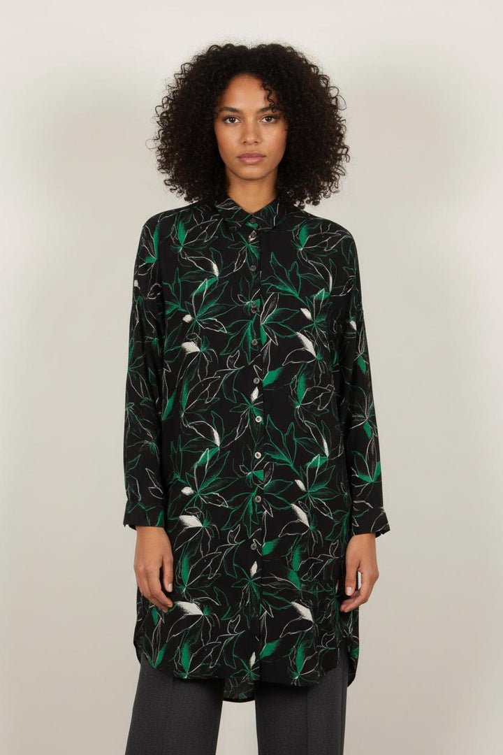 Robe Chemise Noire et Verte - Taille S/36