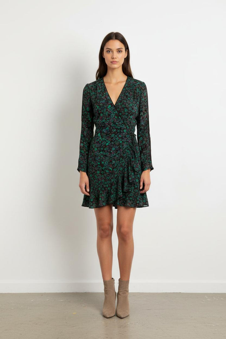 Robe Portefeuille Noire et Verte - Taille S/36