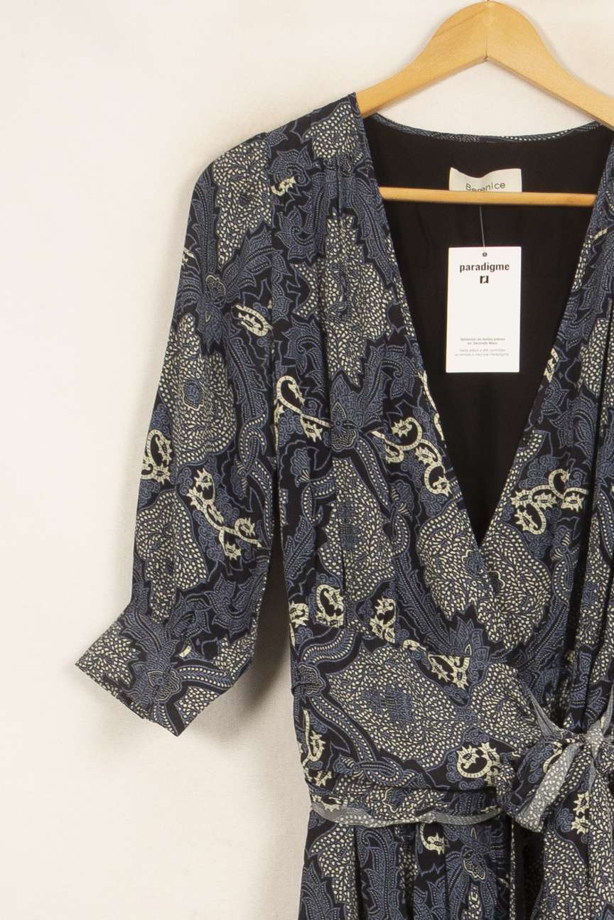 Robe portefeuille bleue et beige - Taille S/36 de la marque Bérénice | PARAD61159 - Vendu par Paradigme - Image 3