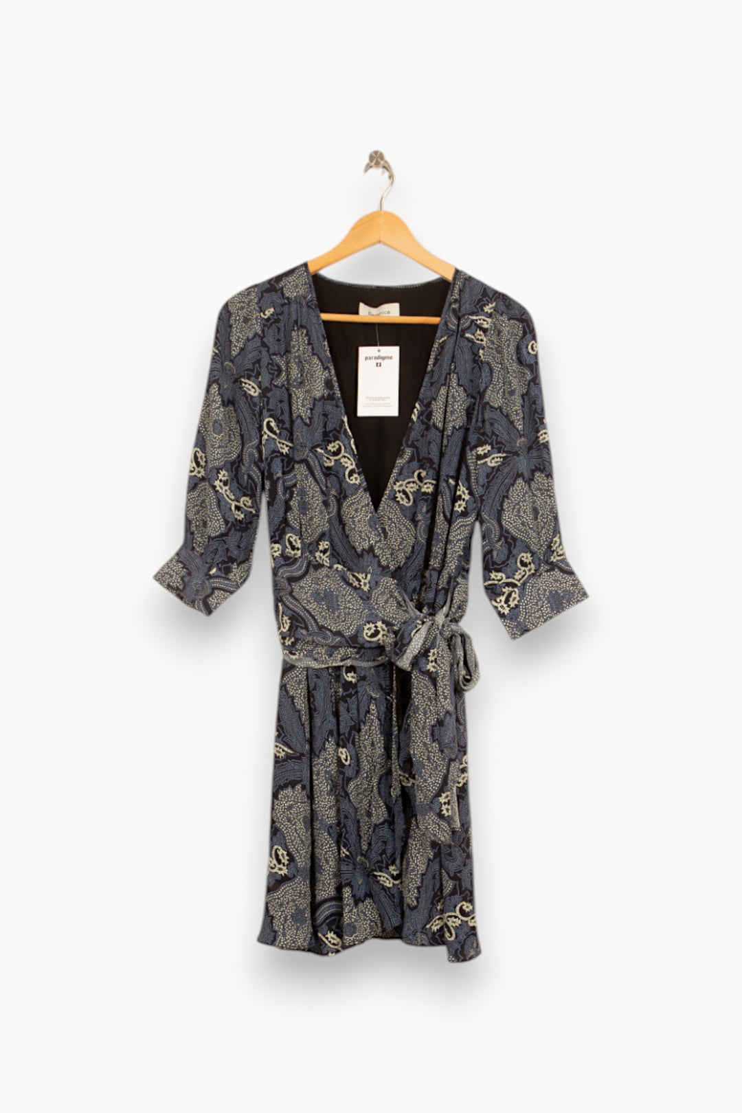 Robe portefeuille bleue et beige - Taille S/36 de la marque Bérénice | PARAD61159 - Vendu par Paradigme - Image 2