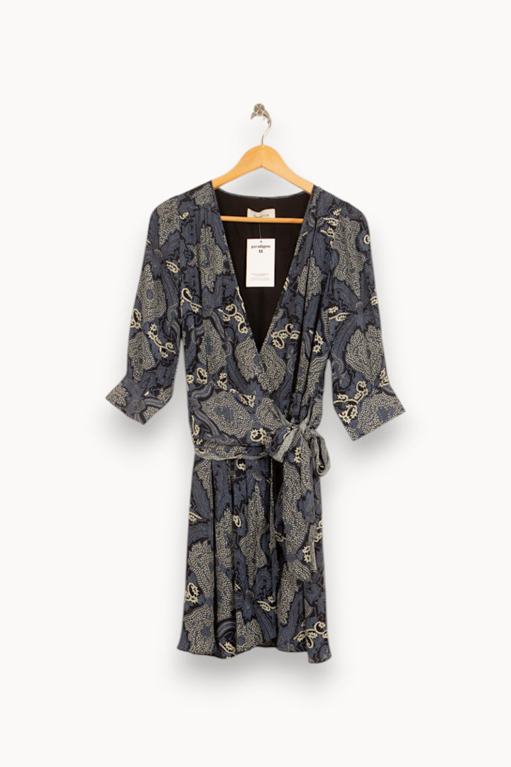 Robe portefeuille bleue et beige - Taille S/36 de la marque Bérénice | PARAD61159 - Vendu par Paradigme - Image 2