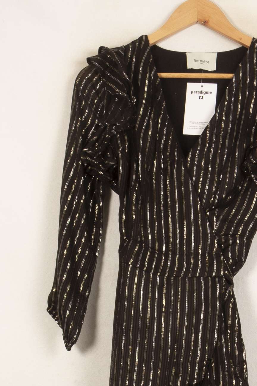 Robe Portefeuille Noire et Dorée - Taille S/36 de la marque Bérénice | PARAD61175 - Vendu par Paradigme - Image 3
