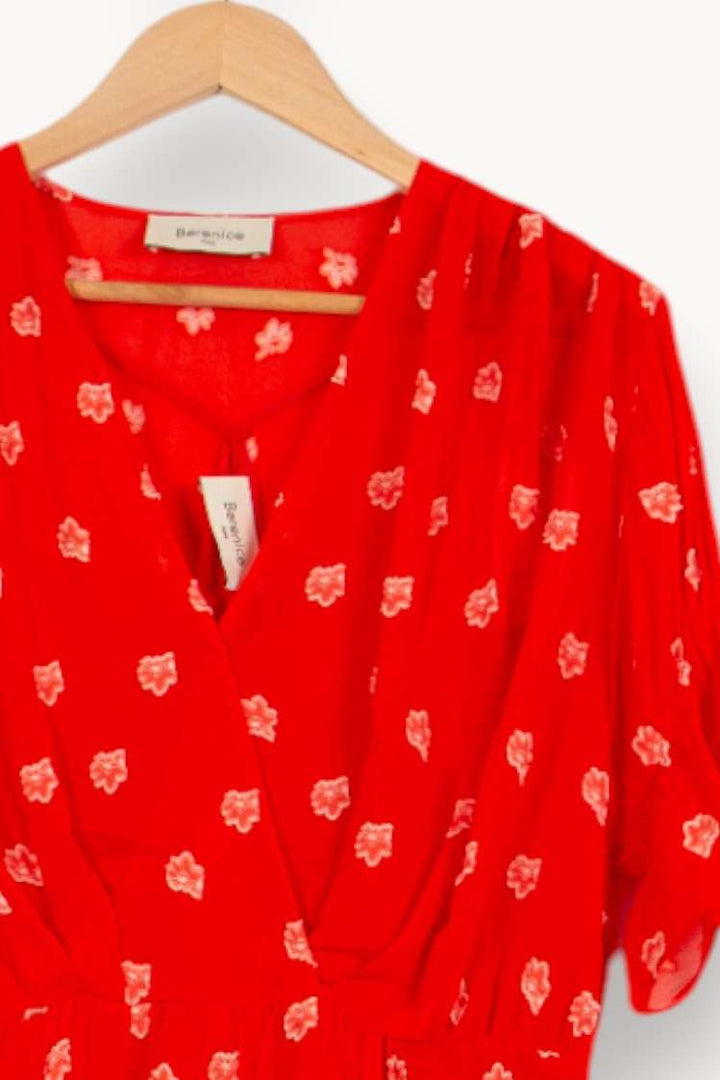 Robe Portefeuille Rouge et Blanche - Taille S/36 de la marque Bérénice | PARAD61233 - Vendu par Paradigme - Image 3