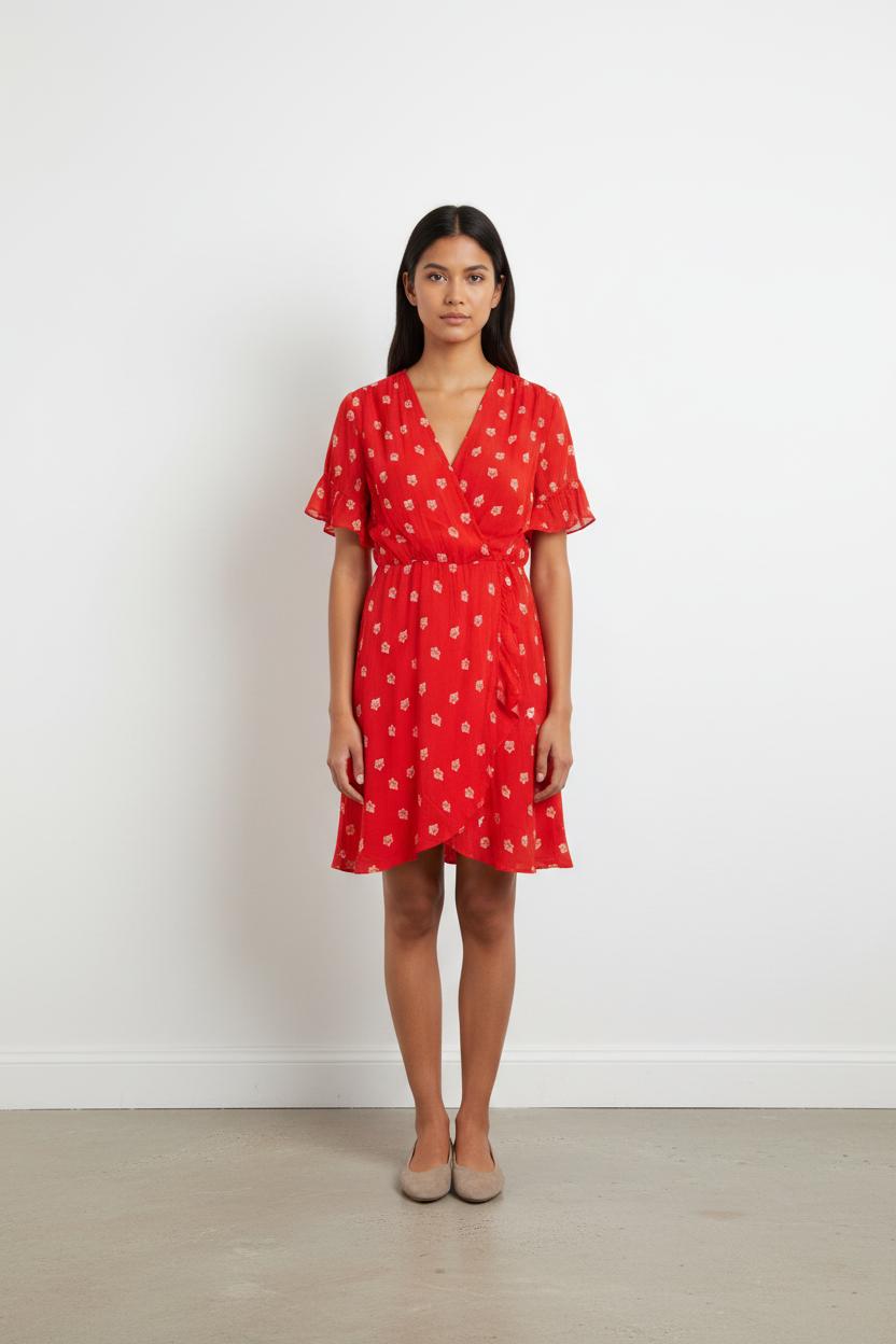 Robe Portefeuille Rouge et Blanche - Taille S/36