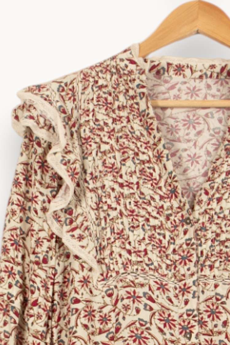 Robe Courte Écru et Rouge - Taille S/36 de la marque Bérénice | PARAD61236 - Vendu par Paradigme - Image 3