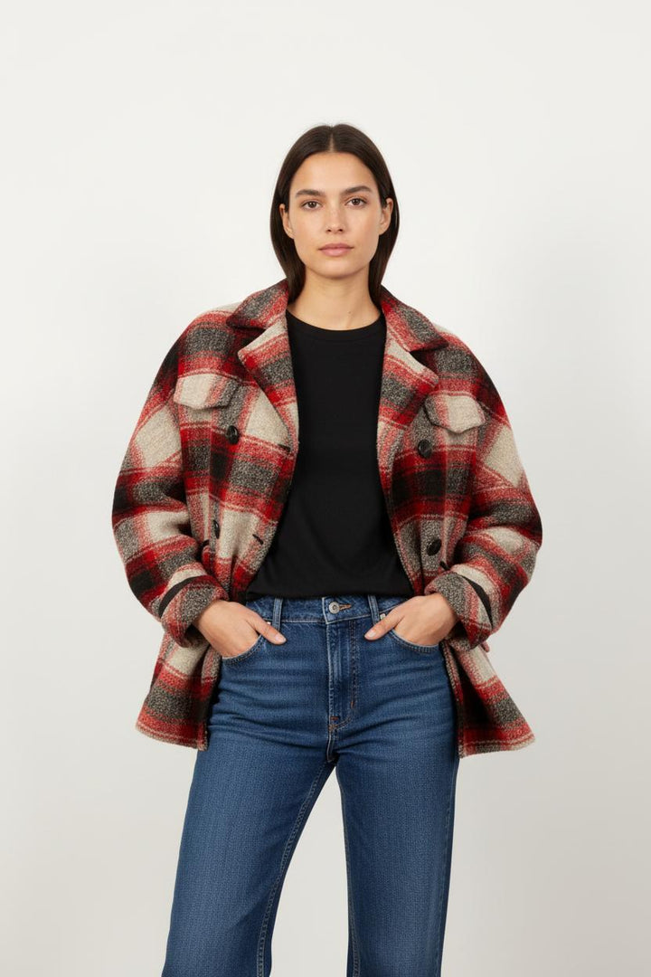 Veste À Carreaux Rouge et Noir - Taille S/36
