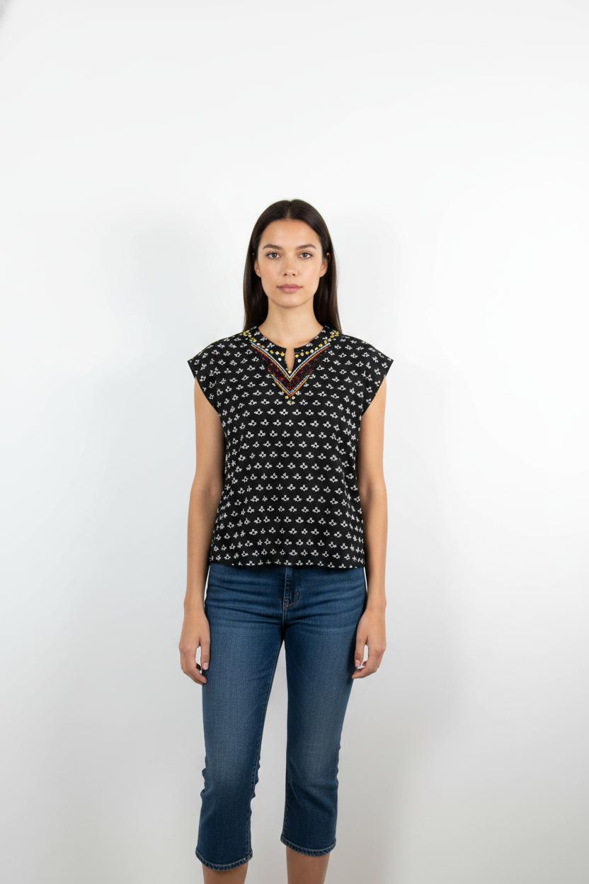 Blouse Noire et Blanche - Taille S/36